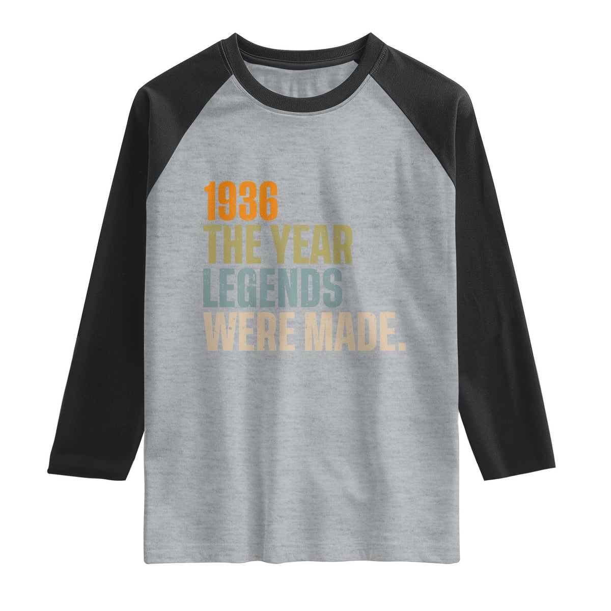 90th Birthday Gift For Men Raglan Shirt Vintage 1936 90 Years Old Birthday