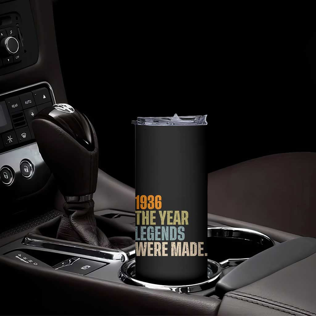 90th Birthday Gift For Men Skinny Tumbler Vintage 1936 90 Years Old Birthday