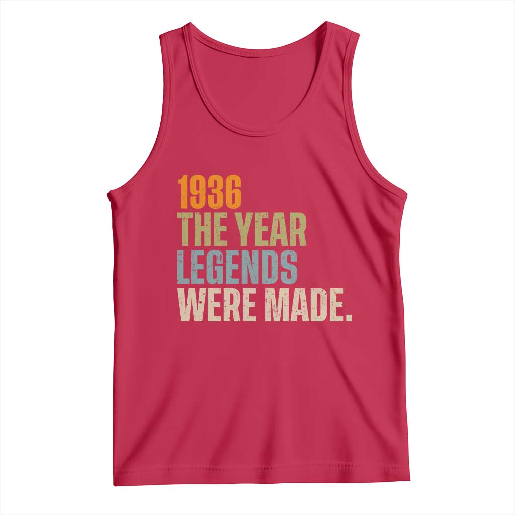 90th Birthday Gift For Men Tank Top Vintage 1936 90 Years Old Birthday