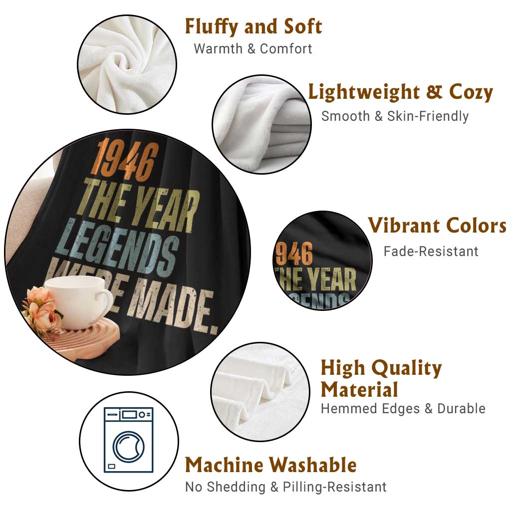 80th Birthday Gift For Men Throw Blanket Vintage 1946 80 Years Old Birthday