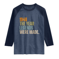 80th Birthday Gift For Men Raglan Shirt Vintage 1946 80 Years Old Birthday