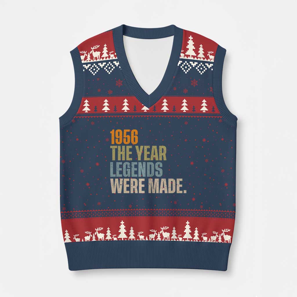 70th Birthday Gift For Men V-Neck Knit Sweater Vest Vintage 1956 70 Years Old Birthday