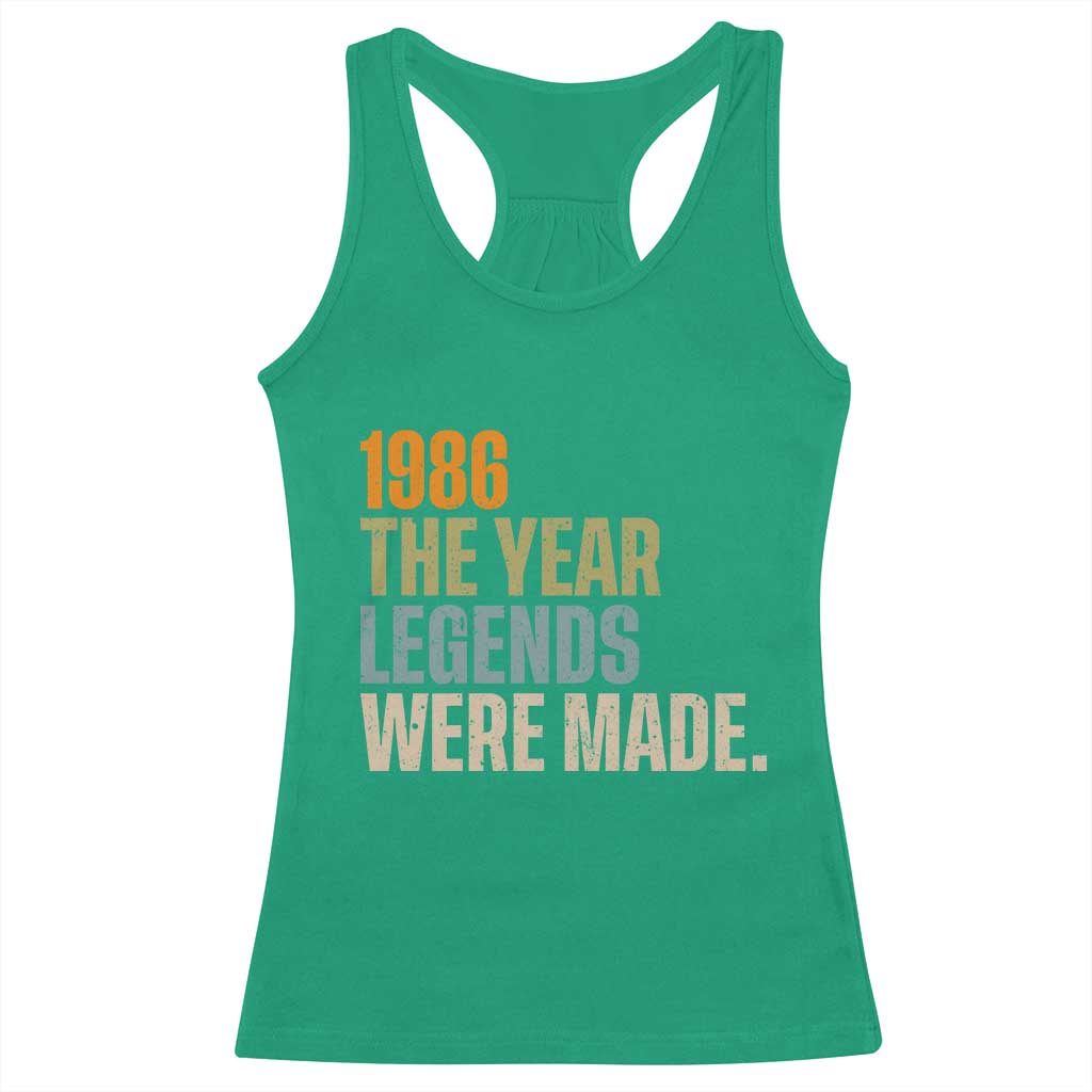 40th Birthday Gift For Men Racerback Tank Top Vintage 1986 40 Years Old Birthday