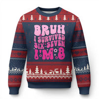 8th Birthday Girls Ugly Christmas Sweater Bruh I Survived 67 Im 8 Year Old Six Seven