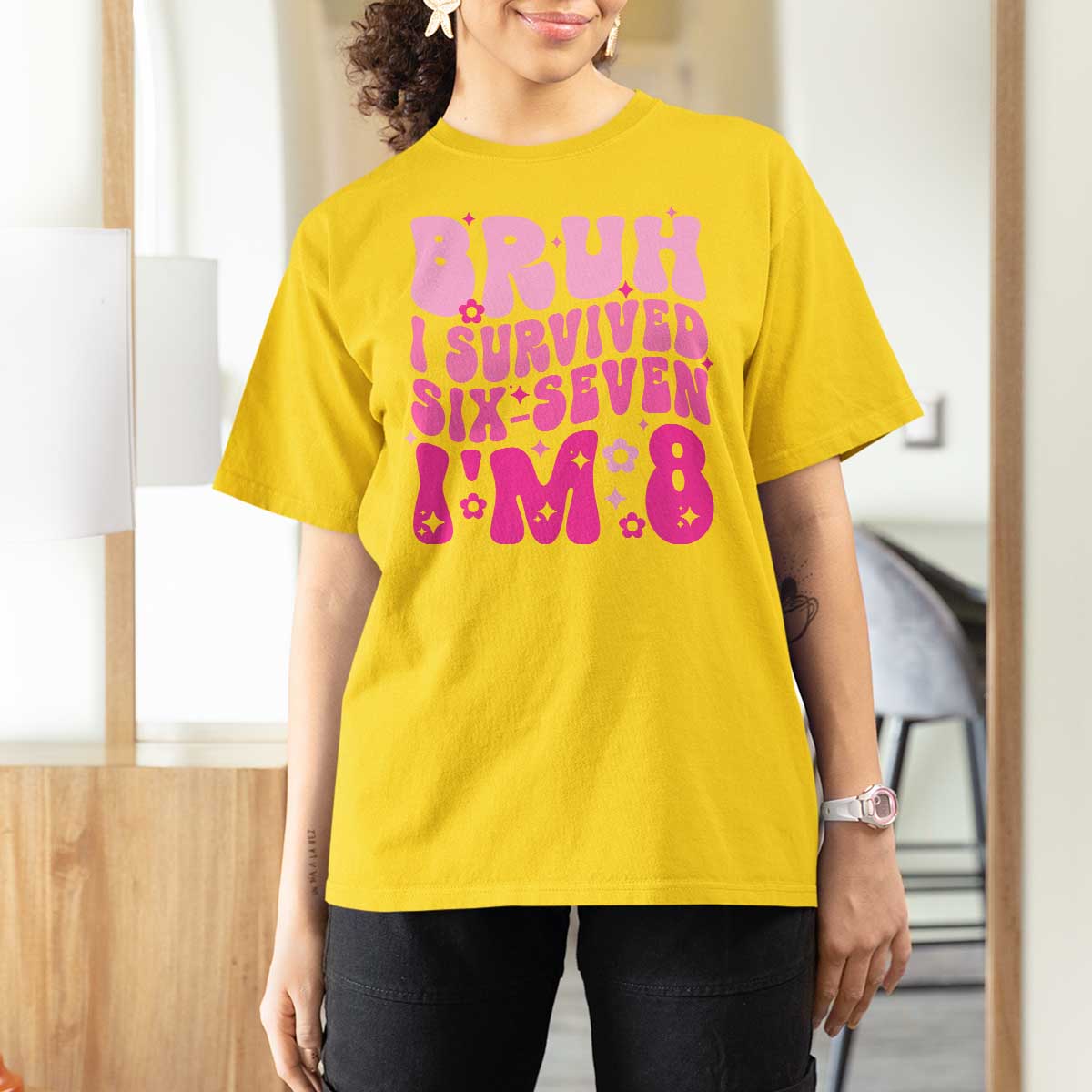 8th Birthday Girls T Shirt For Women Bruh I Survived 67 Im 8 Year Old Six Seven