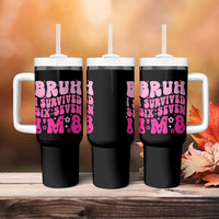 8th Birthday Girls Tumbler With Handle Bruh I Survived 67 Im 8 Year Old Six Seven