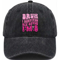 8th Birthday Girls Washed Cotton Baseball Cap Bruh I Survived 67 Im 8 Year Old Six Seven