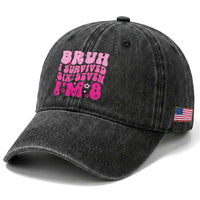 8th Birthday Girls Washed Cotton Baseball Cap Bruh I Survived 67 Im 8 Year Old Six Seven