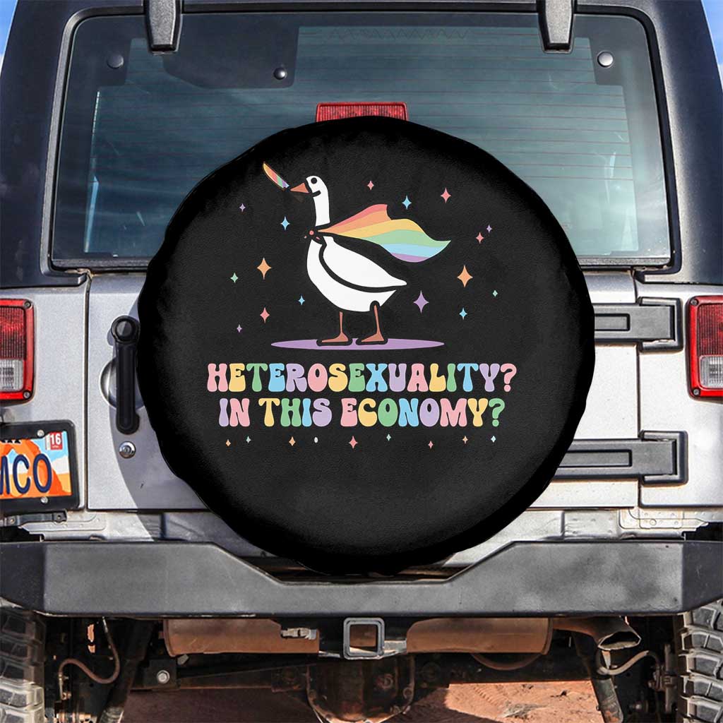 Rainbow Goose Heterosexuality in This Economy Spare Tire Cover LGBTQ Lesbian Pride - Wonder Print Shop