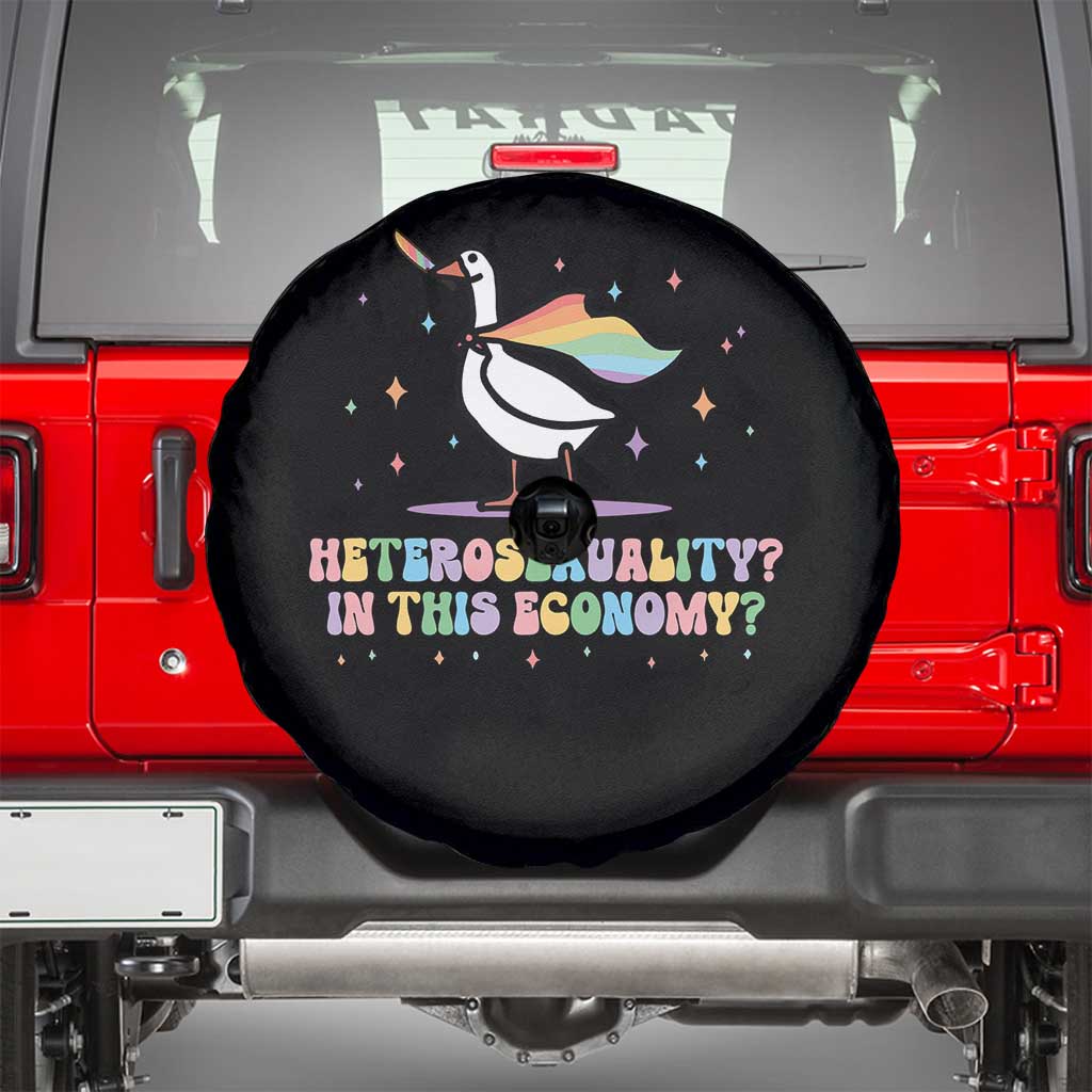 Rainbow Goose Heterosexuality in This Economy Spare Tire Cover LGBTQ Lesbian Pride - Wonder Print Shop
