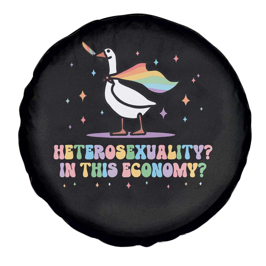 Rainbow Goose Heterosexuality in This Economy Spare Tire Cover LGBTQ Lesbian Pride - Wonder Print Shop