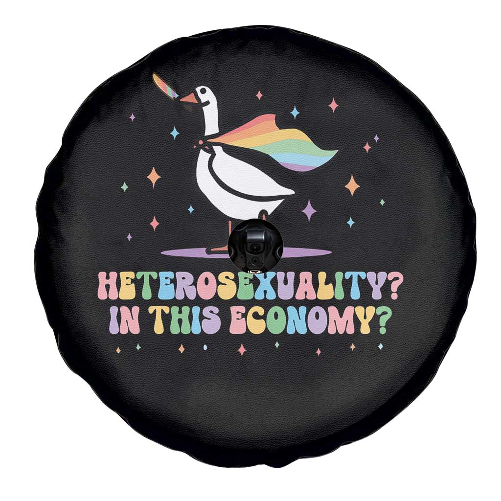 Rainbow Goose Heterosexuality in This Economy Spare Tire Cover LGBTQ Lesbian Pride - Wonder Print Shop