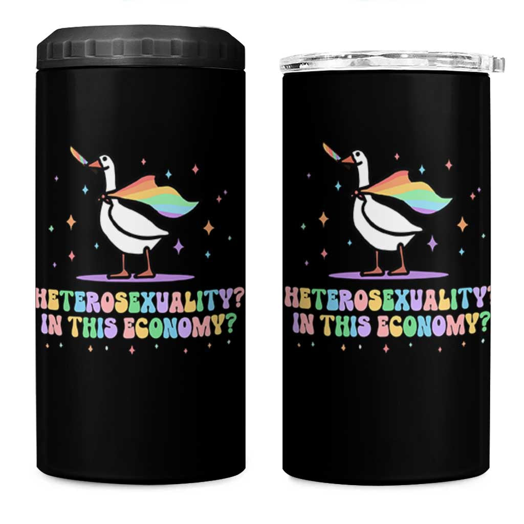 Rainbow Goose Heterosexuality in This Economy 4 in 1 Can Cooler Tumbler LGBTQ Lesbian Pride - Wonder Print Shop