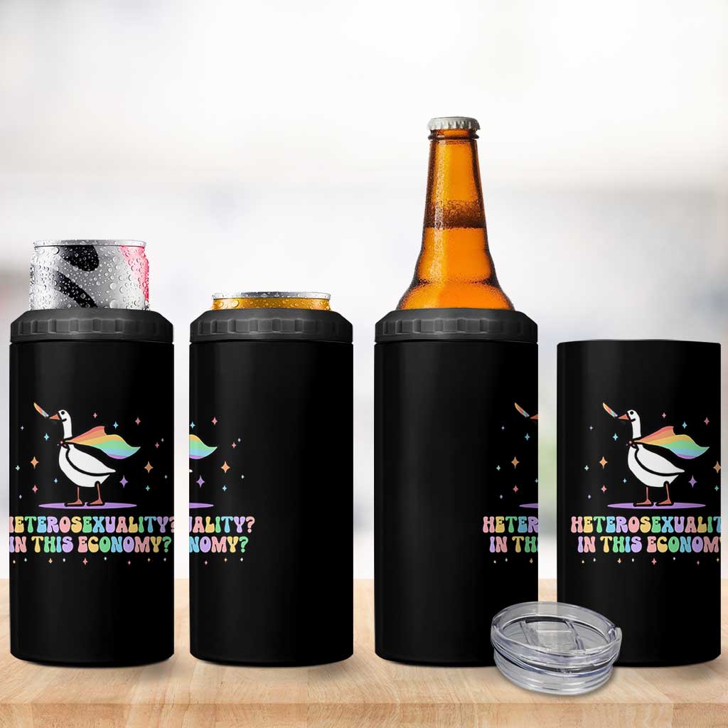 Rainbow Goose Heterosexuality in This Economy 4 in 1 Can Cooler Tumbler LGBTQ Lesbian Pride - Wonder Print Shop