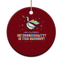Rainbow Goose Heterosexuality in This Economy Ceramic Ornament LGBTQ Lesbian Pride - Wonder Print Shop
