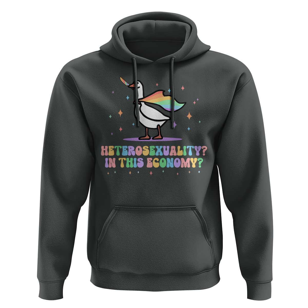 Rainbow Goose Heterosexuality in This Economy Hoodie LGBTQ Lesbian Pride - Wonder Print Shop