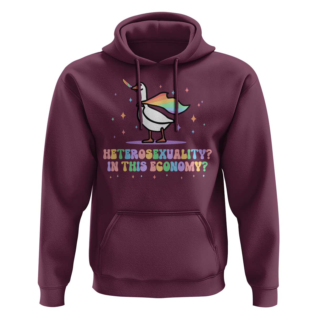 Rainbow Goose Heterosexuality in This Economy Hoodie LGBTQ Lesbian Pride - Wonder Print Shop
