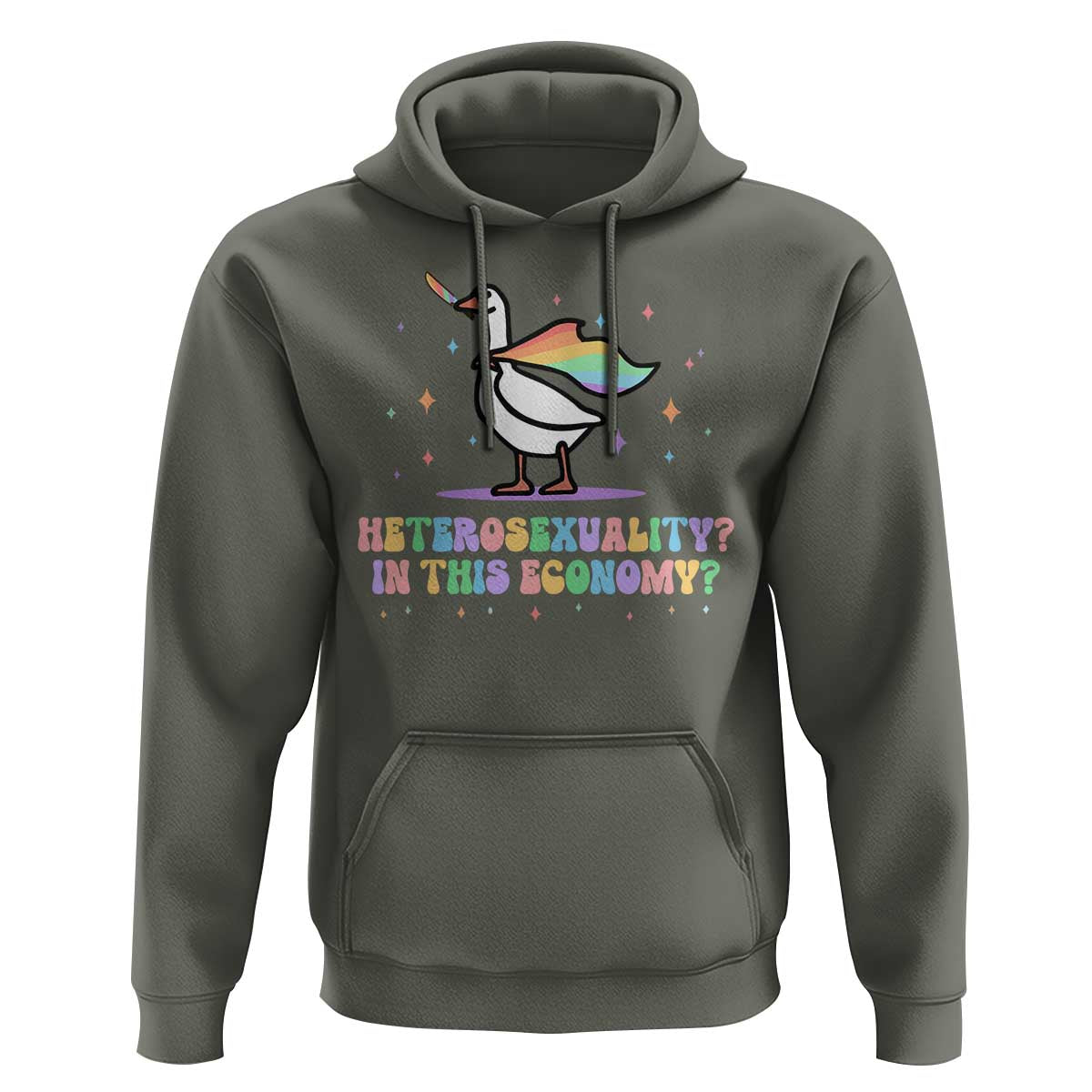 Rainbow Goose Heterosexuality in This Economy Hoodie LGBTQ Lesbian Pride - Wonder Print Shop