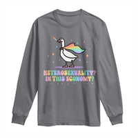 Rainbow Goose Heterosexuality in This Economy Long Sleeve Shirt LGBTQ Lesbian Pride - Wonder Print Shop