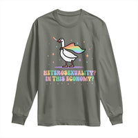 Rainbow Goose Heterosexuality in This Economy Long Sleeve Shirt LGBTQ Lesbian Pride - Wonder Print Shop