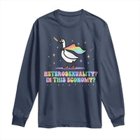 Rainbow Goose Heterosexuality in This Economy Long Sleeve Shirt LGBTQ Lesbian Pride - Wonder Print Shop