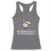 Rainbow Goose Heterosexuality in This Economy Racerback Tank Top LGBTQ Lesbian Pride - Wonder Print Shop