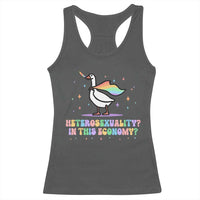 Rainbow Goose Heterosexuality in This Economy Racerback Tank Top LGBTQ Lesbian Pride - Wonder Print Shop