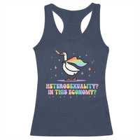 Rainbow Goose Heterosexuality in This Economy Racerback Tank Top LGBTQ Lesbian Pride - Wonder Print Shop