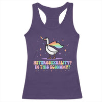 Rainbow Goose Heterosexuality in This Economy Racerback Tank Top LGBTQ Lesbian Pride - Wonder Print Shop