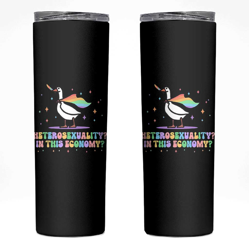 Rainbow Goose Heterosexuality in This Economy Skinny Tumbler LGBTQ Lesbian Pride - Wonder Print Shop