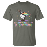 Rainbow Goose Heterosexuality in This Economy T Shirt LGBTQ Lesbian Pride - Wonder Print Shop