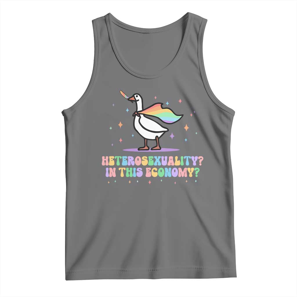 Rainbow Goose Heterosexuality in This Economy Tank Top LGBTQ Lesbian Pride - Wonder Print Shop