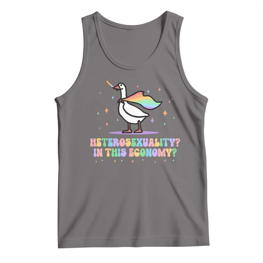 Rainbow Goose Heterosexuality in This Economy Tank Top LGBTQ Lesbian Pride - Wonder Print Shop