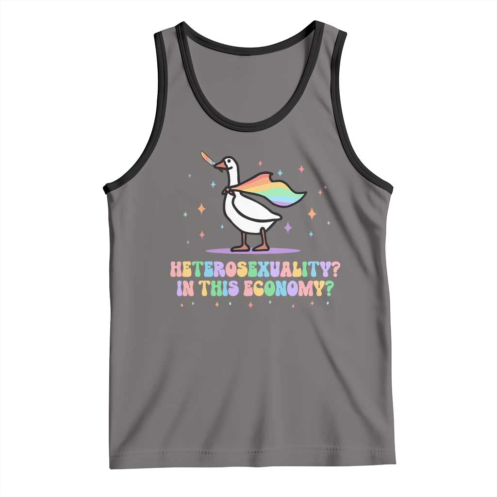 Rainbow Goose Heterosexuality in This Economy Tank Top LGBTQ Lesbian Pride - Wonder Print Shop