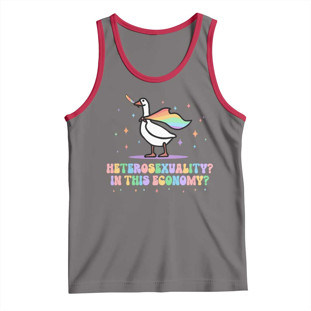 Rainbow Goose Heterosexuality in This Economy Tank Top LGBTQ Lesbian Pride - Wonder Print Shop