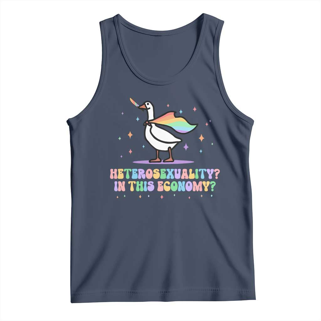 Rainbow Goose Heterosexuality in This Economy Tank Top LGBTQ Lesbian Pride - Wonder Print Shop