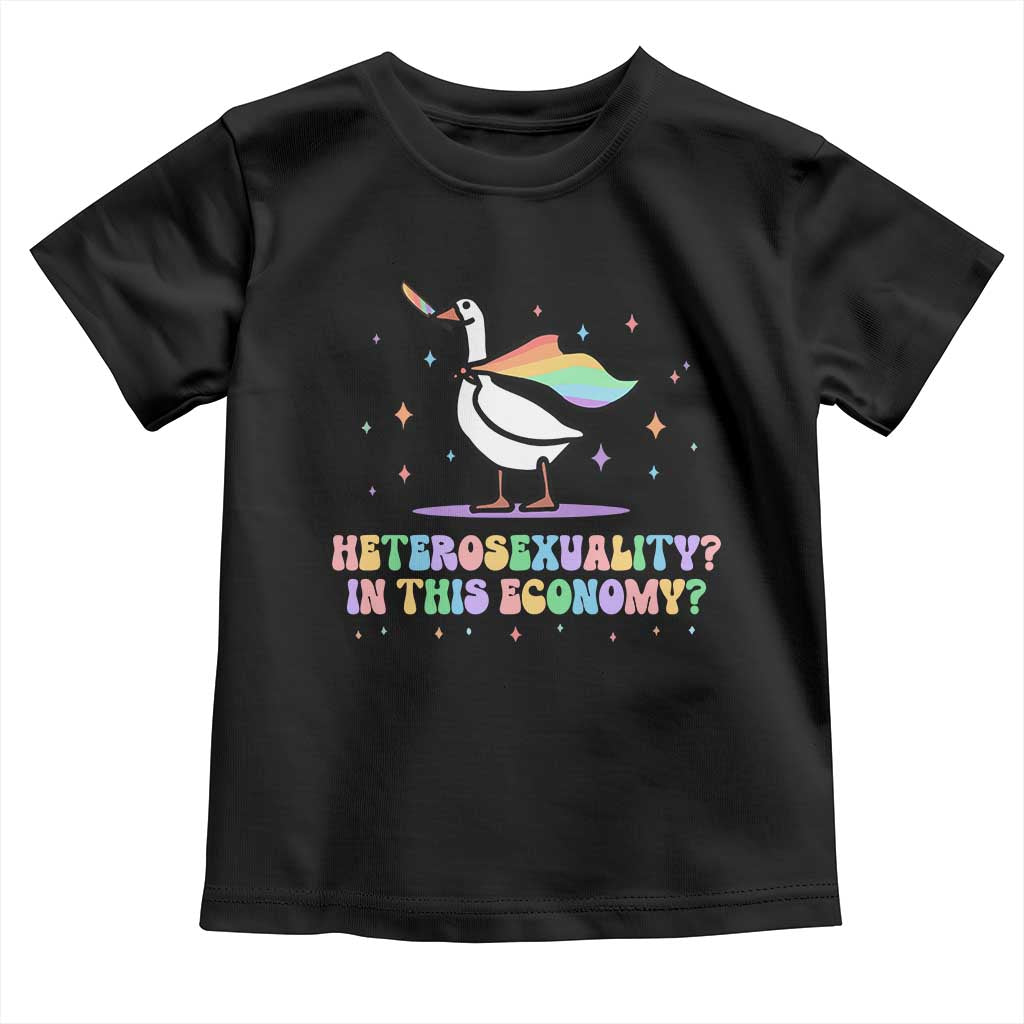 Rainbow Goose Heterosexuality in This Economy Toddler T Shirt LGBTQ Lesbian Pride - Wonder Print Shop