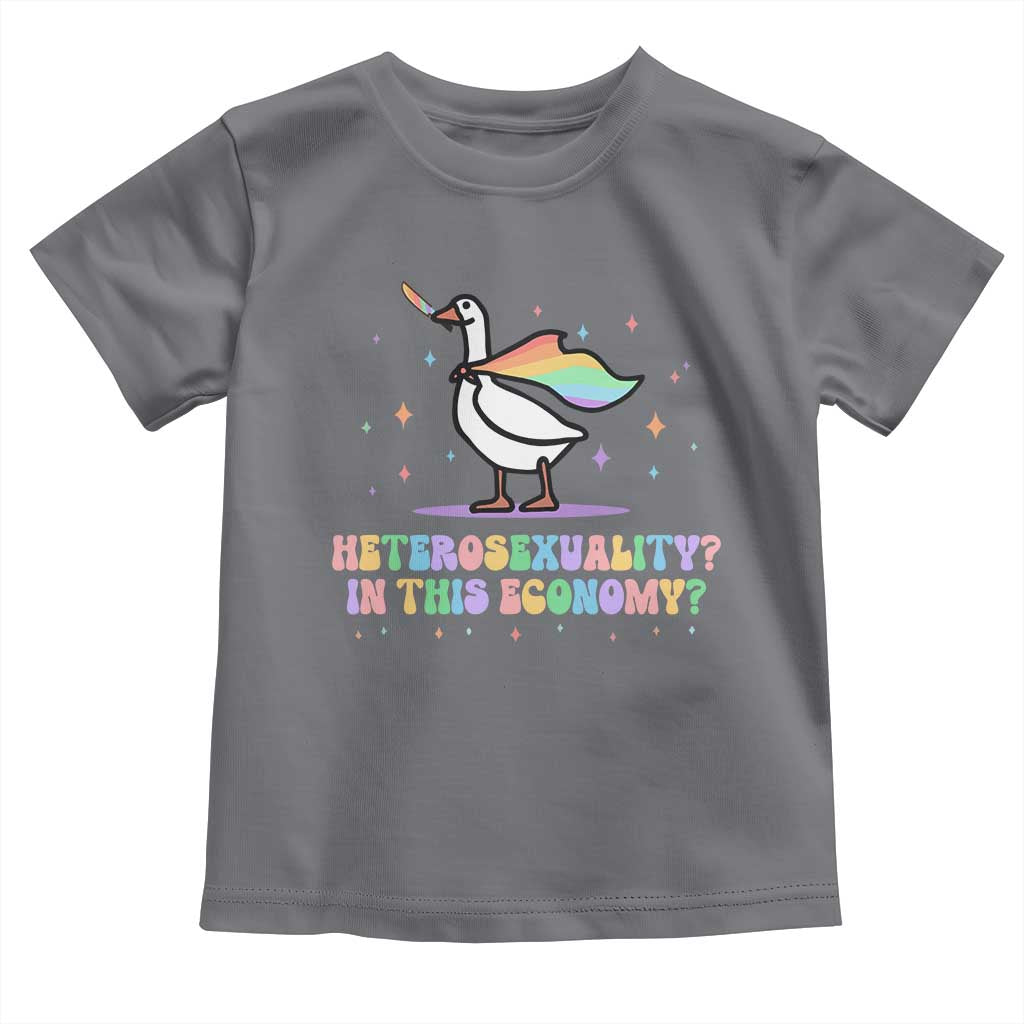 Rainbow Goose Heterosexuality in This Economy Toddler T Shirt LGBTQ Lesbian Pride - Wonder Print Shop