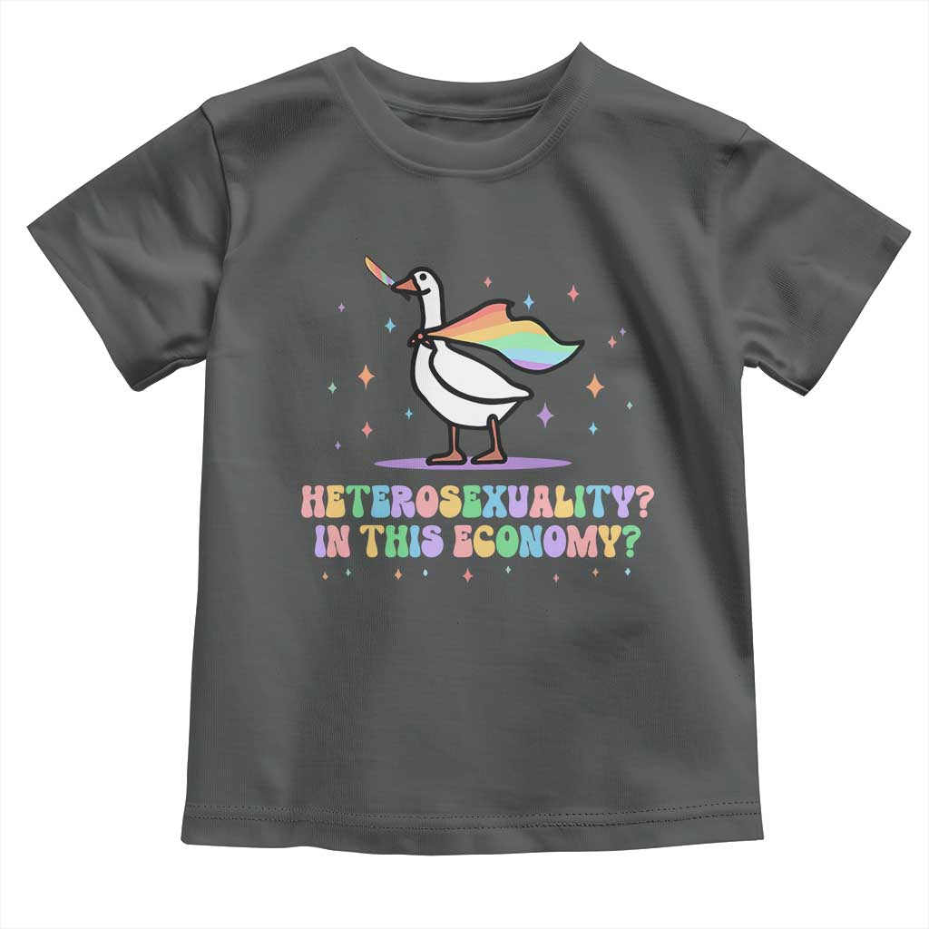 Rainbow Goose Heterosexuality in This Economy Toddler T Shirt LGBTQ Lesbian Pride - Wonder Print Shop