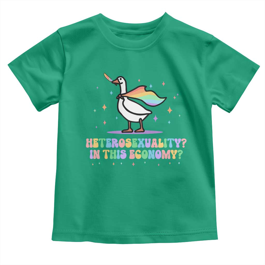Rainbow Goose Heterosexuality in This Economy Toddler T Shirt LGBTQ Lesbian Pride - Wonder Print Shop