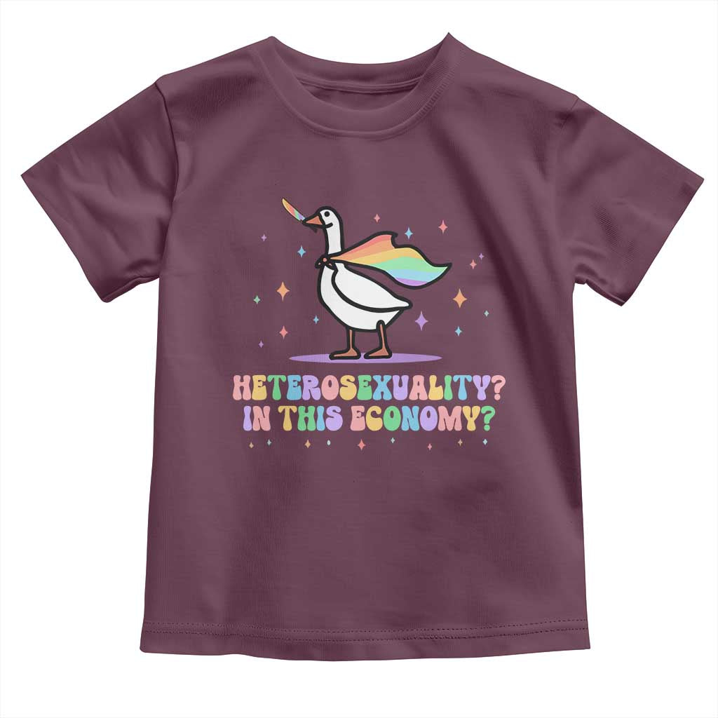 Rainbow Goose Heterosexuality in This Economy Toddler T Shirt LGBTQ Lesbian Pride - Wonder Print Shop