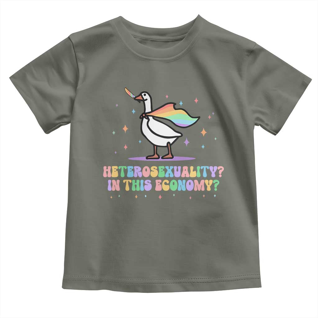 Rainbow Goose Heterosexuality in This Economy Toddler T Shirt LGBTQ Lesbian Pride - Wonder Print Shop