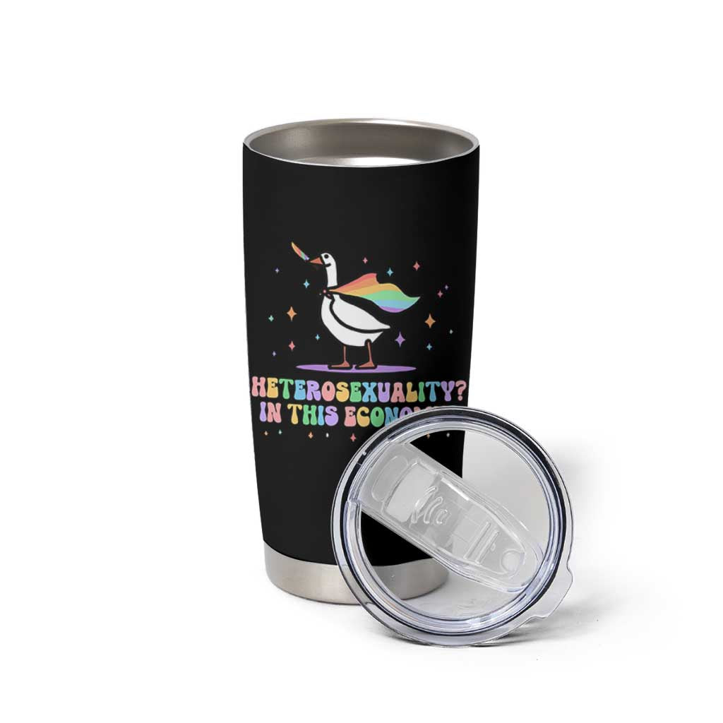 Rainbow Goose Heterosexuality in This Economy Tumbler Cup LGBTQ Lesbian Pride - Wonder Print Shop