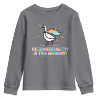 Rainbow Goose Heterosexuality in This Economy Youth Sweatshirt LGBTQ Lesbian Pride - Wonder Print Shop