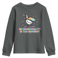 Rainbow Goose Heterosexuality in This Economy Youth Sweatshirt LGBTQ Lesbian Pride - Wonder Print Shop