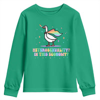Rainbow Goose Heterosexuality in This Economy Youth Sweatshirt LGBTQ Lesbian Pride - Wonder Print Shop