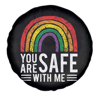 You Are Safe With Me Spare Tire Cover Retro Rainbow LGBTQ Ally Pride - Wonder Print Shop