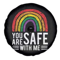 You Are Safe With Me Spare Tire Cover Retro Rainbow LGBTQ Ally Pride - Wonder Print Shop
