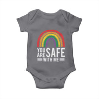You Are Safe With Me Baby Onesie Retro Rainbow LGBTQ Ally Pride - Wonder Print Shop