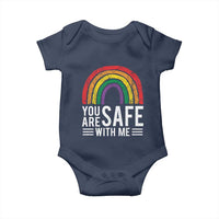 You Are Safe With Me Baby Onesie Retro Rainbow LGBTQ Ally Pride - Wonder Print Shop